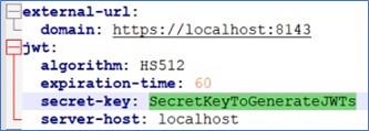 Hardcoded JWT secret in configuration file